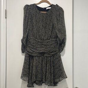 Astr Black and Brown Floral Long Sleeve Dress